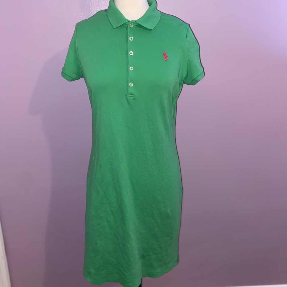 Polo dress green and Pink